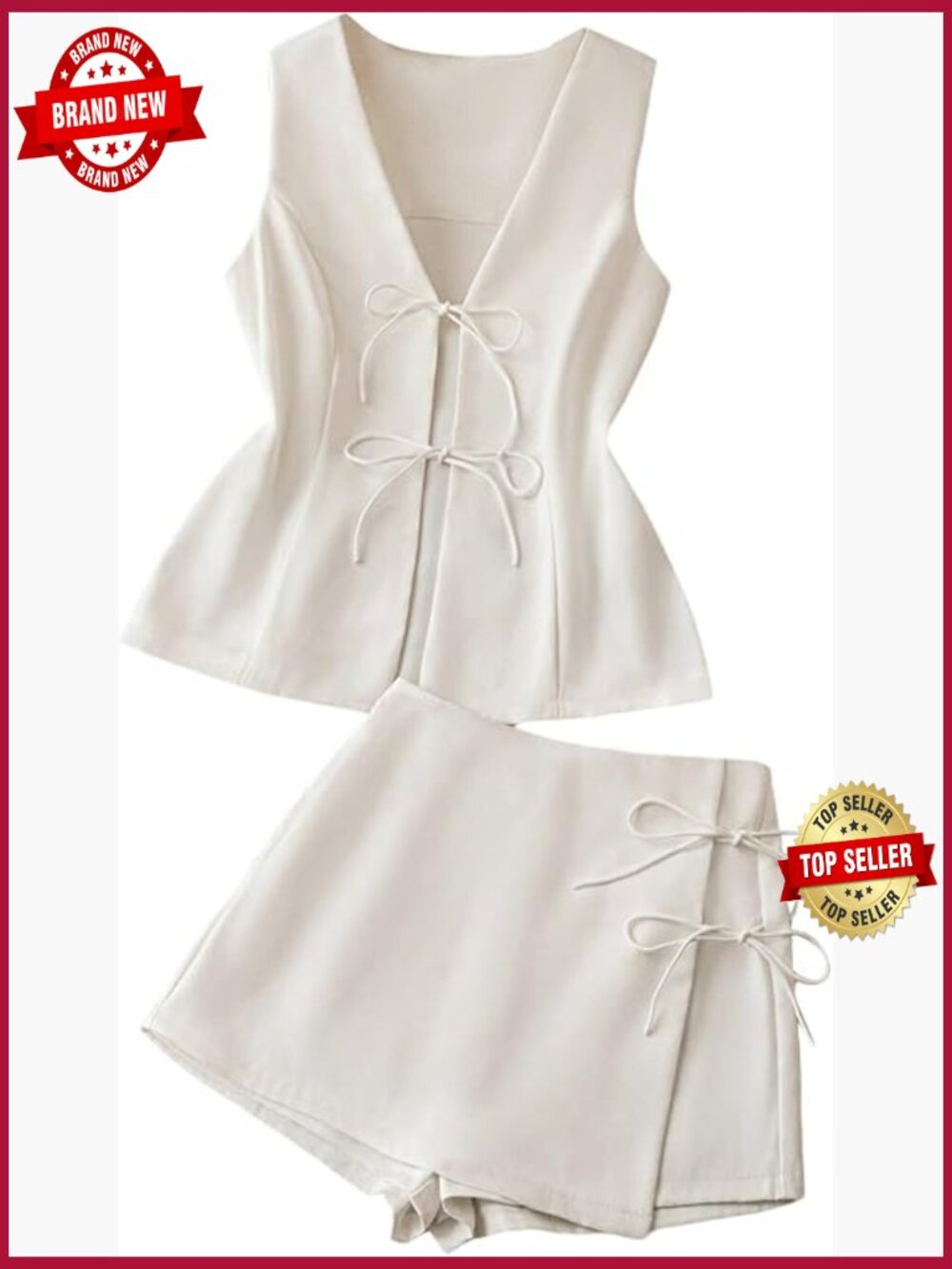 Women's 2 Piece Lace Up Vest & Skort Matching Set Summer Outfit